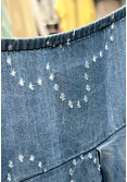 KLÄNNING/LÅNG TUNIKA I LJUS DENIM MED HÅLTRYCKTA BLOMMOR 2
