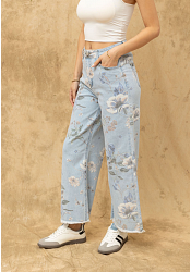 Snygga jeans med blommönster 3
