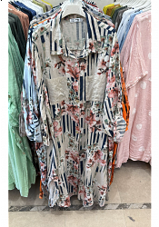MÖNSTRAD LINNEKLÄNNING/KIMONO 2