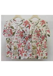 BLOMMIG T-SHIRT, MIXAT PACK 2