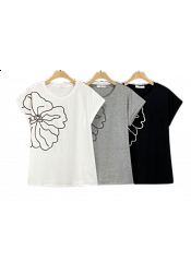 T-SHIRT \"FLEUR OUTLINE\" MIXAT PACK 3