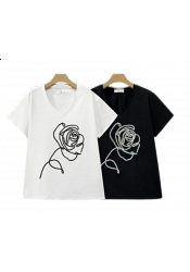 T-SHIRT \"ROSE V-NECK\" MIXAT PACK 3