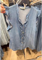 ÄRMLÖS VOLANGSKJORTA I JEANS 2