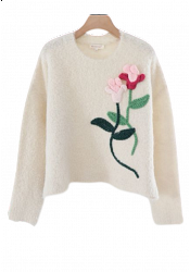 STICKAD TRÖJA MED 3D-BLOMMA – MIXAT PACK 3