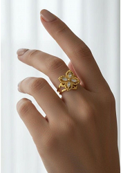 JUSTERBAR RING MED BLOMMA 2