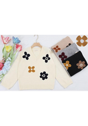 STICKAD TRÖJA MED BLOMMOR OCH V-RINGNING MIXAT PACK 2
