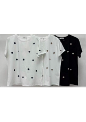 T-SHIRT MED BRODERADE BLOMMOR MIXAT PACK 3