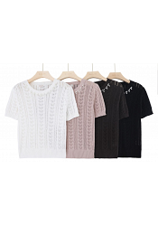 KORTÄRMAD STICKAD TRÖJA MED PÄRLDETALJ MIXAT PACK 2