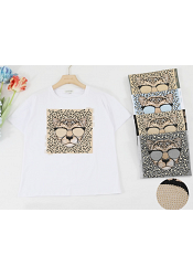 T-SHIRT MED LEOPARDTRYCK (mixat pack) 2