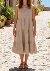 ÄRMLÖS LINNEKLÄNNING MED VOLANG 3