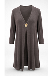 FINSTICKAD CARDIGAN MED DEKORATIV BROSCH 3