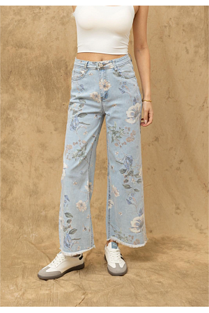 Snygga jeans med blommönster
