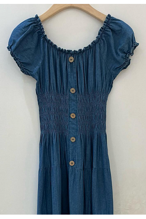 KORTARE DENIMKLÄNNING