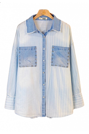 SKJORTA MED DENIM-DETALJER & NITAR