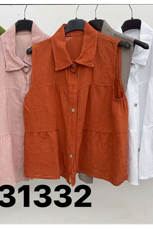 ÄRMELÖS BLUS I LINNE