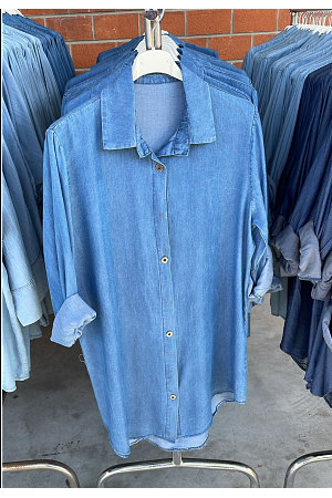 LÅNG DENIMSKJORTA/KLÄNNING