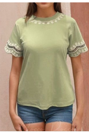T-SHIRT MED BRODERAD KANT - MIXAT PACK
