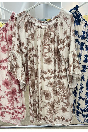 BLOMMIG OVERSIZED TUNIKA / KLÄNNING MED TRUMPETÄRM & RESÅR VID H