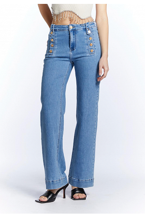 DENIM-JEANS MED KNAPPDETALJER