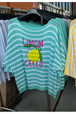 RANDIG FINSTICKAD LEMONCELLO-TRÖJA – 3/4-ÄRM