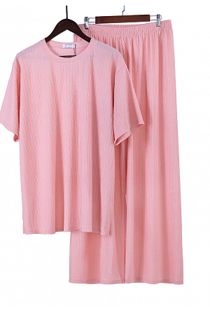 RIBBSTICKAT LOUNGESET – T-SHIRT & BYXA