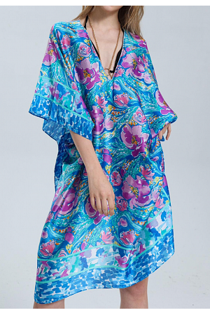 MÖNSTRAD KAFTAN I SILKESLOOK