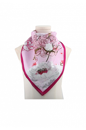 BLOMMIG FYRKANTSSCARF I BOMULL