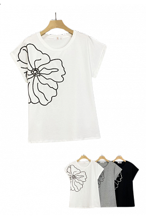 T-SHIRT "FLEUR OUTLINE" MIXAT PACK