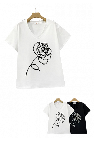 T-SHIRT "ROSE V-NECK" MIXAT PACK