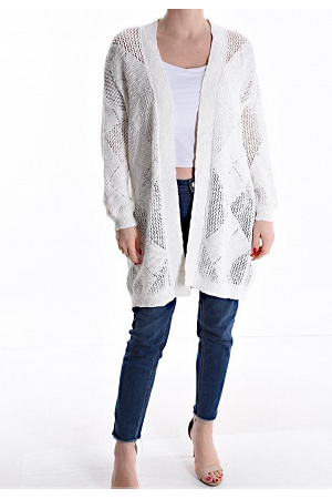 LÅNG STICKAD CARDIGAN MED STRUKTURMÖNSTER
