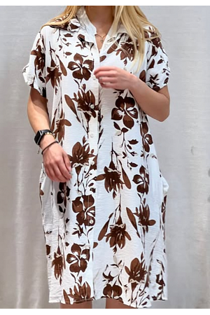 BLOMMIG KLÄNNING/KIMONO MED FICKOR OCH VACKERT FALL
