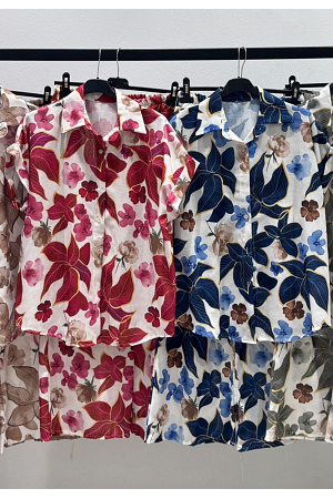 TROPISKT BLOMSET – BYXA + SKJORTA