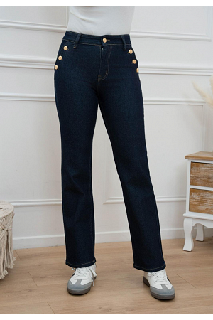 MÖRKA JEANS MED GULDKNAPPAR