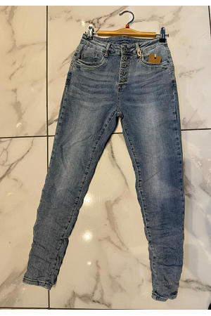 JEANS MED KNAPP-GYLF