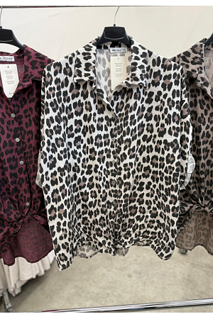 LEOPARDSKJORTA MED KNYT