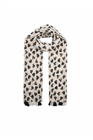 HJÄRTMÖNSTRAD SCARF MED TOFSAR