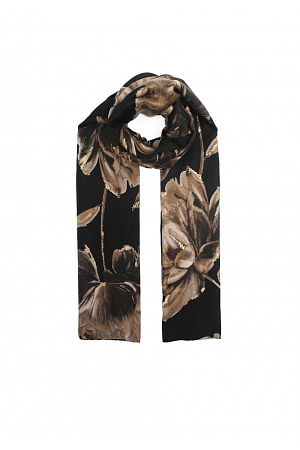 BLADMÖNSTRAD SCARF MED GULDDETALJER