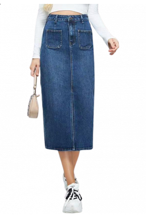MIDI JEANSKJOL MED FICKOR