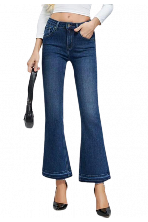 CROPPED FLARE JEANS MED KONTRASTSÖM