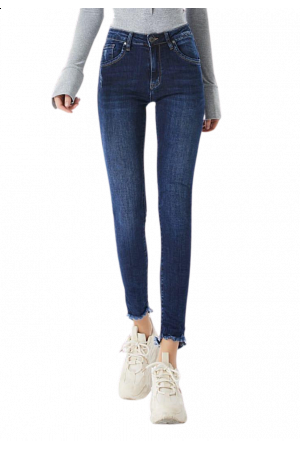 SKINNY JEANS MED RÅ KANT