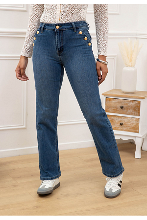 JEANS MED DEKORKNAPPAR