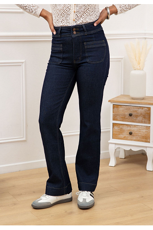 JEANS MED DUBBELKNAPP & FRAMFICKOR