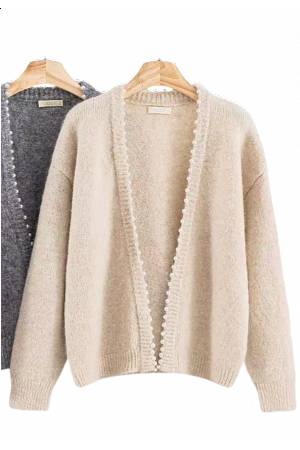 CARDIGAN MED PÄRLKANT
