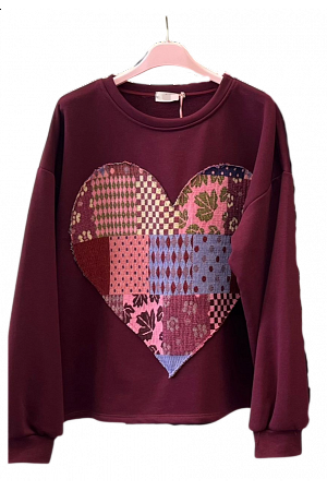 HJÄRTSWEATSHIRT MED PATCHWORK