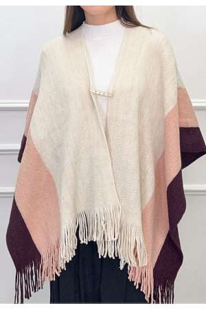 ÖPPEN PONCHO MED FRANSAR