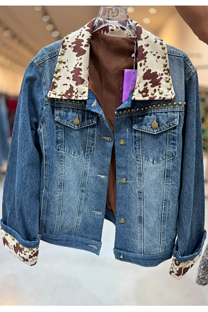 JEANSJACKA MED NITDETALJER & KONTRASTKRAGE
