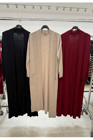 HELLÅNG ÖPPEN CARDIGAN MED FICKOR