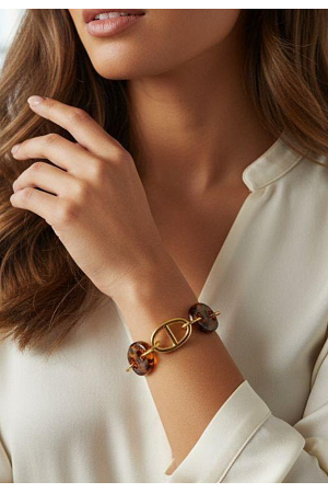 Armband i sköldpaddsmönster & guldton