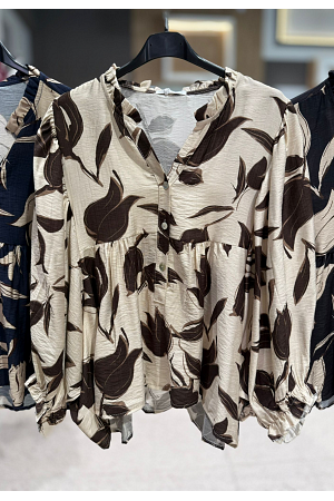 MÖNSTRAD OVERSIZEBLUS I VISKOS