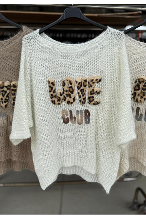 STICKAD TRÖJA MED LEOPARDTEXT